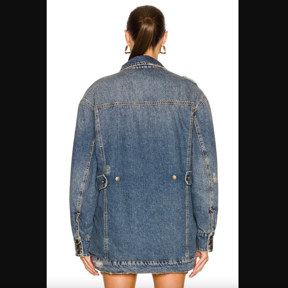 NWT Retrofete Cindy Reversible Denim Faux Shearling Fur Jacket, Size XS - Picture 4 of 16